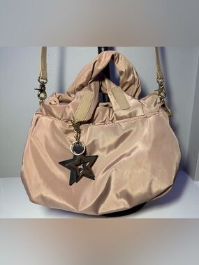 See by Chloe Satin Light Pink Tote Bag with Star Charm and Crossbody strap.
